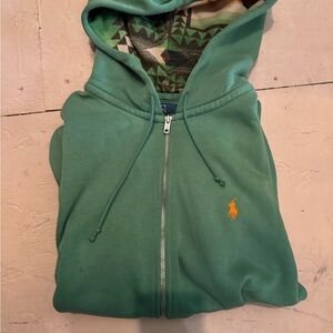 Men’s Green Polo Zip-Up Hoodie